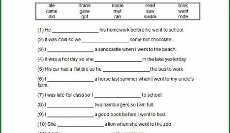 grade 2 irregular verbs stones worksheet