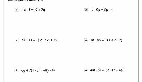 Multi-step Equations Worksheet Answers