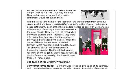Terms of the Treaty of Versailles | Teaching Resources