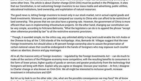 ⇉Charter Change in the Philippines Essay Example | GraduateWay