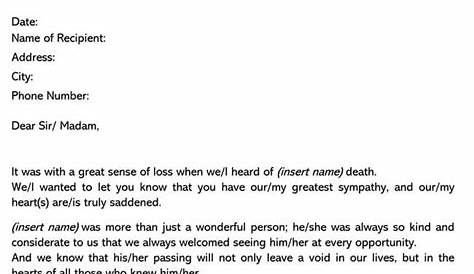 sample sympathy letter for loss of husband