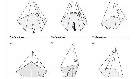 surface area of triangular pyramid worksheets