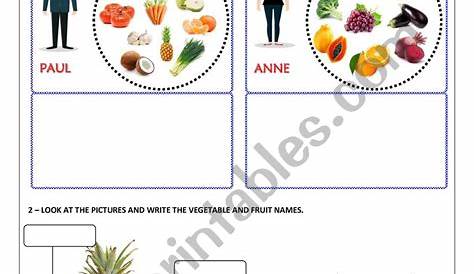 grade 2 fruit and veggies worksheet