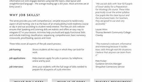job skills worksheets for special needs students