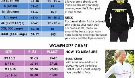 women's coats size chart