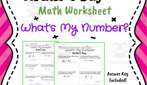 mother's day math worksheet