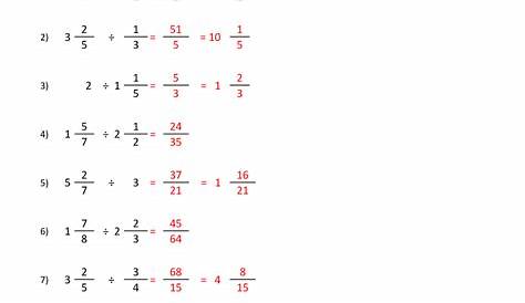 fractions as division worksheet