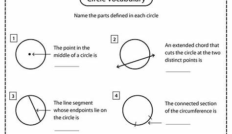 Parts of a Circle Worksheets - Math Monks