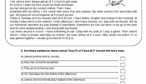 reading comprehension worksheet for 7th graders
