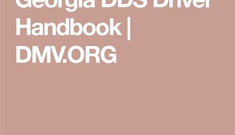 Georgia DDS Driver Handbook | DMV.ORG | Drivers permit, Teenage drivers, Drivers education