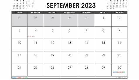 September 2023 Calendar Printable - Printable Coloring Pages