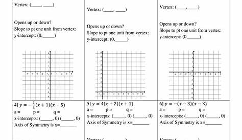 graphing quadratic equations worksheets answer key