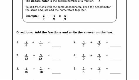 10 Best Images of Adding Fractions Worksheets With Answer Key - Adding