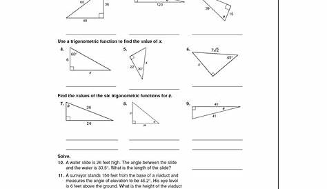 right triangle trig worksheets