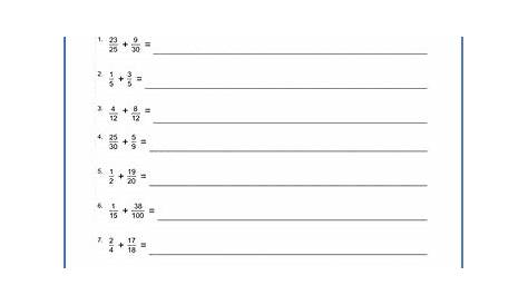 fractions with unlike denominators worksheet