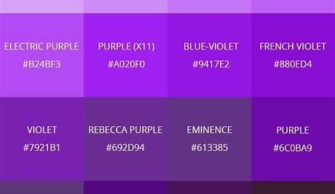 99 Shades of Purple Color with Names, HEX, RGB, & CMYK (2023) • Colors