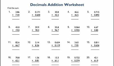 Grade 5 Decimals Worksheet - Decimal Worksheets