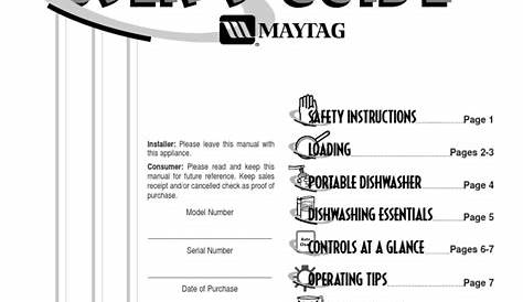 Maytag Dishwasher - EQ Plus Manual | Dishwasher