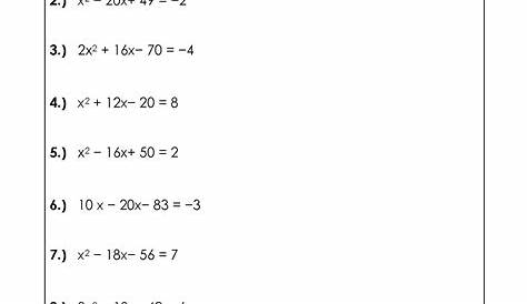 quadratic worksheets