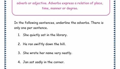 Adverbs Worksheet For Grade 4 Diy Worksheet - ZOHAL