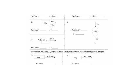 force and acceleration worksheet answer key