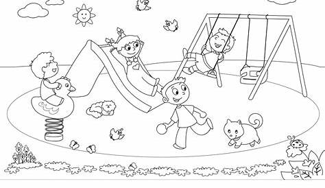 Kids at playground coloring Royalty Free Vector Image