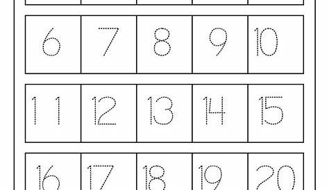 Trace Numbers 1-20 Printable