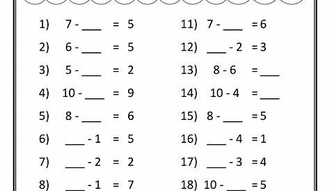 first grade math worksheets | subtraction worksheets missing