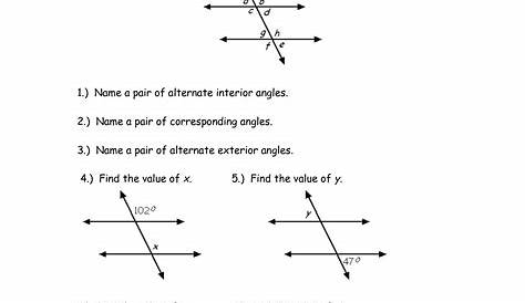 8 Best Images of Transversal Angles Worksheet - Angle Pair