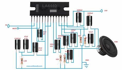 Bridge 19W Power Amplifier designed by using LA4440 IC | Circuit diagram