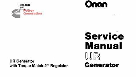 Onan UR Generator Service Repair Manual - Service Repair Manual