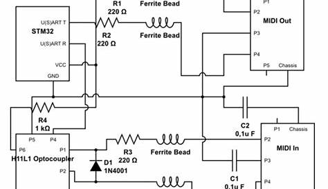 midi to usb cable circuit diagram