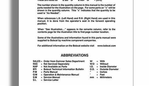 Bobcat T300 Skid Loader Parts Manual
