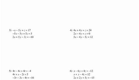 systems of equations worksheet pdf