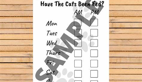Printable Cat Feeding Chart. Cat Food Schedule. Pet Food - Etsy