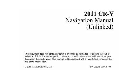 2011 Honda CR-V Navigation Manual (Unlinked) PDF (157 Pages)