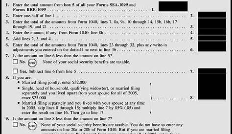 social security benefits worksheet lines 6a and 6b