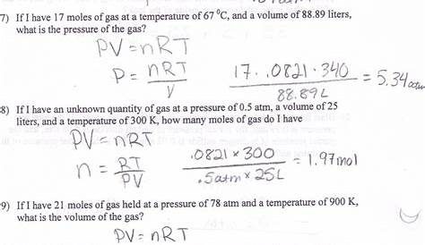 gas law problems worksheet