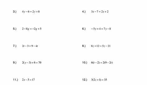 math simple variables worksheet