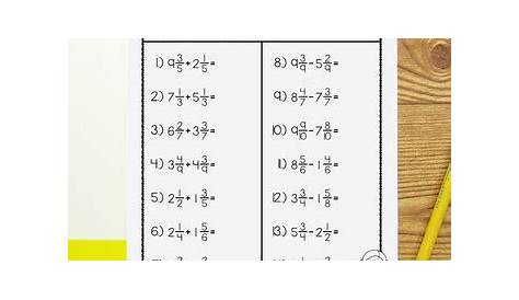 mixed number subtraction worksheet