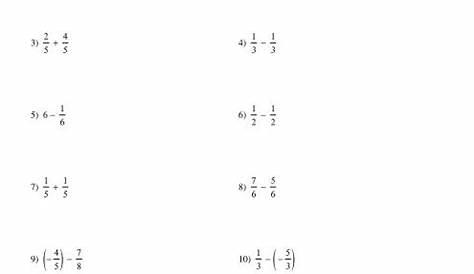 Adding Negative Fractions Worksheet / Addition With Unlike Denominators