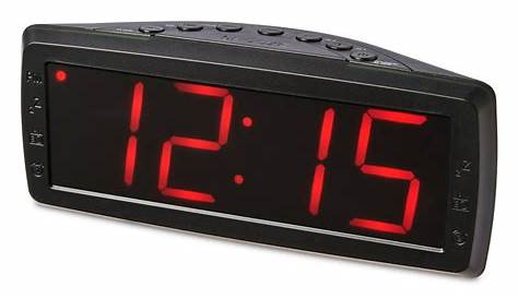 onn. Digital Alarm Clock 1.8" Red LCD, AM/FM Radio, Black - Walmart.com