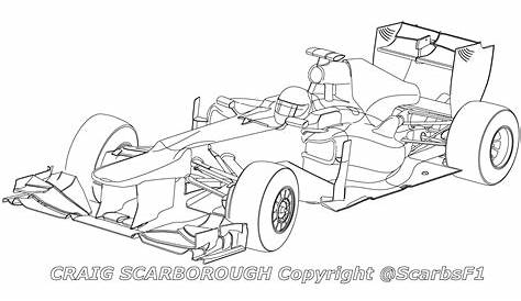 F1 Car Drawing Outline / F1 Racing Car Scheme Top View Stock Vector