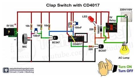 Clap Switch Circuit using IC 4017 - Electronics Projects 2023
