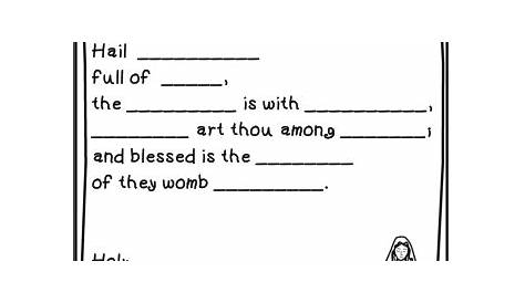 Hail Mary Prayer Worksheet - kidsworksheetfun