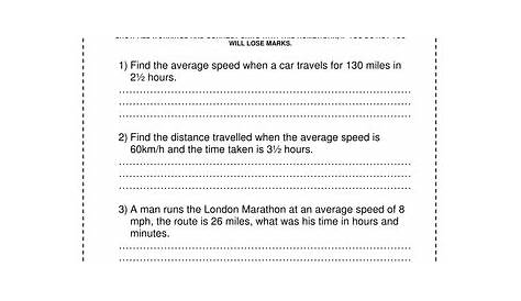 speed distance and time worksheet 1