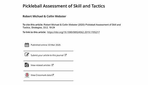 (PDF) Pickleball Assessment of Skill and Tactics