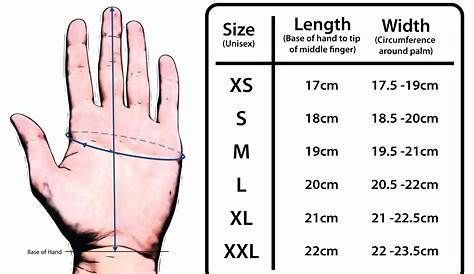 work glove size chart