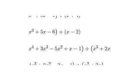 long division of polynomials worksheets