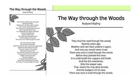 The Way Through the Woods Poem Handout | Rudyard Kipling